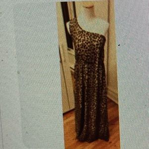 One shoulder leopard print maxi dress